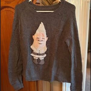 Gray Sweater with Gnome Design